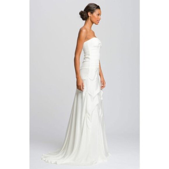 Nicole Miller from Nordstrom - Pleated Bodice Silk Wedding Gown, Size 8 (New) - Picture 4 of 6